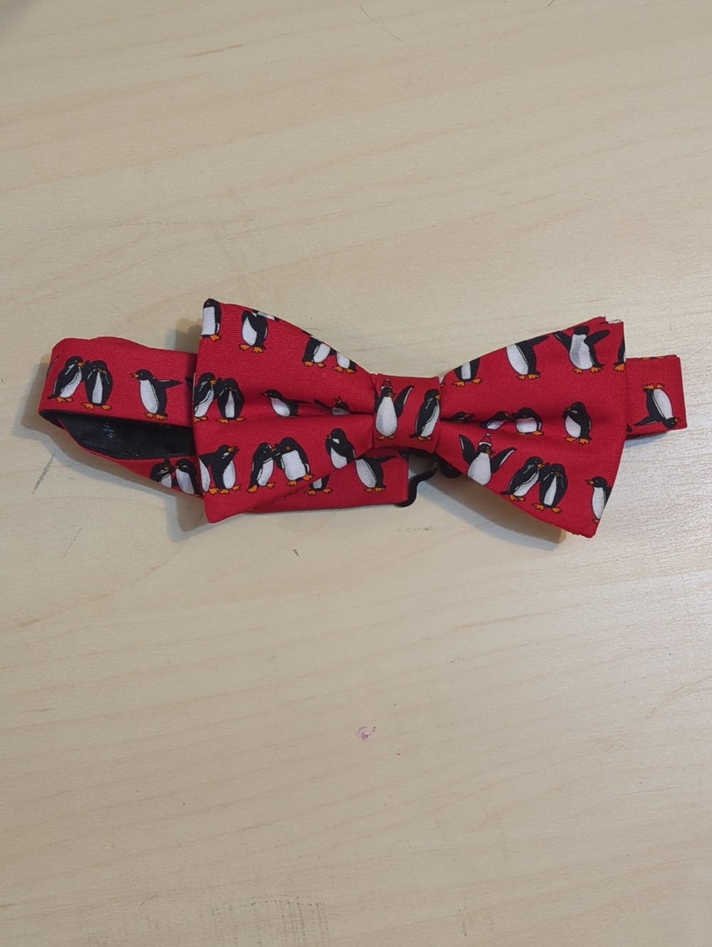 Boys Red Penguin Print Bow Tie